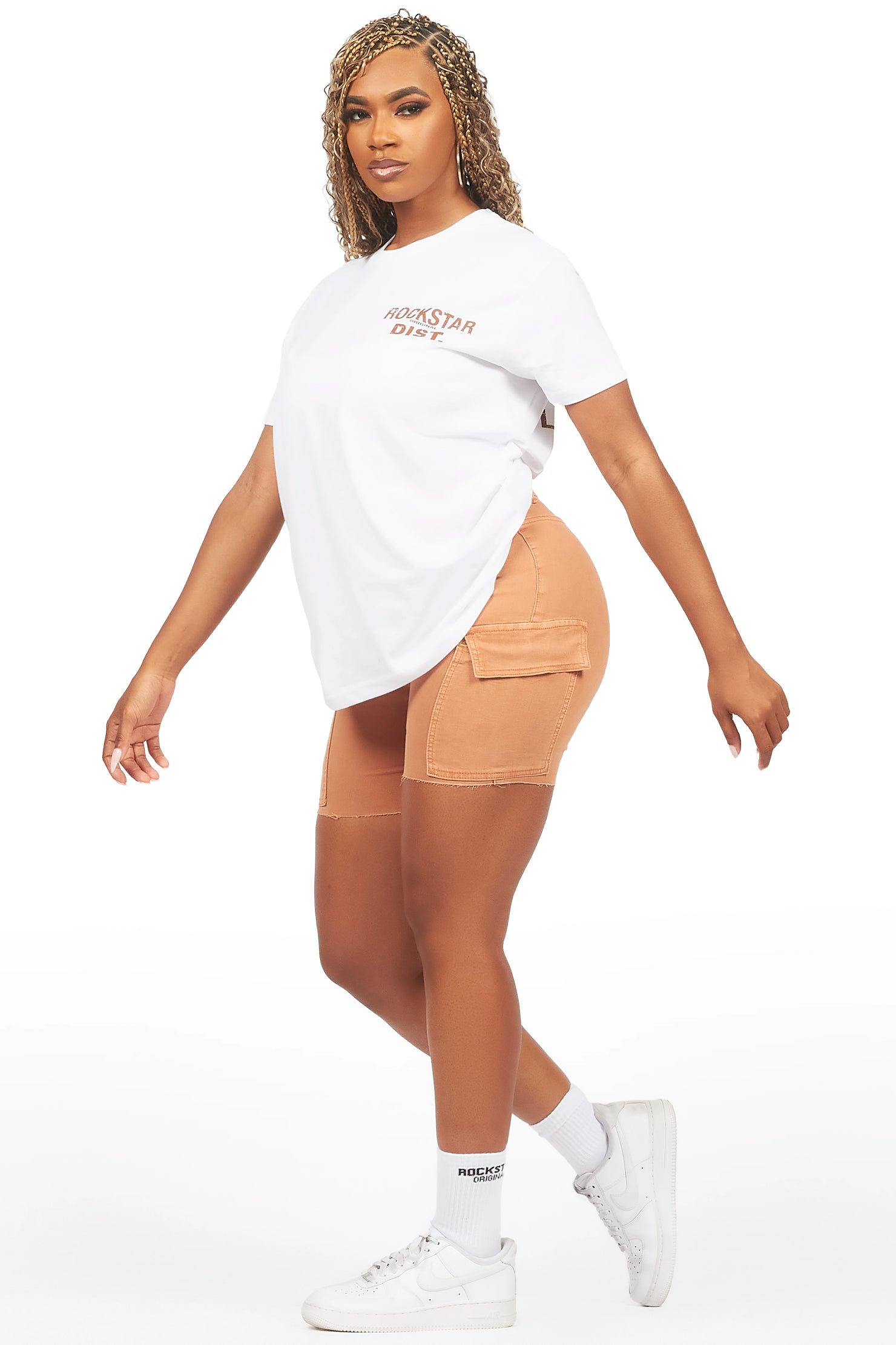 Jakeyia White/Beige Denim Short Set