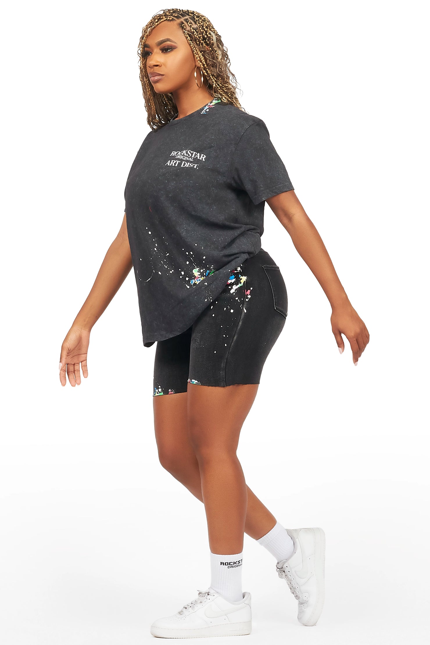 Perisa Vintage Black Denim Short Set