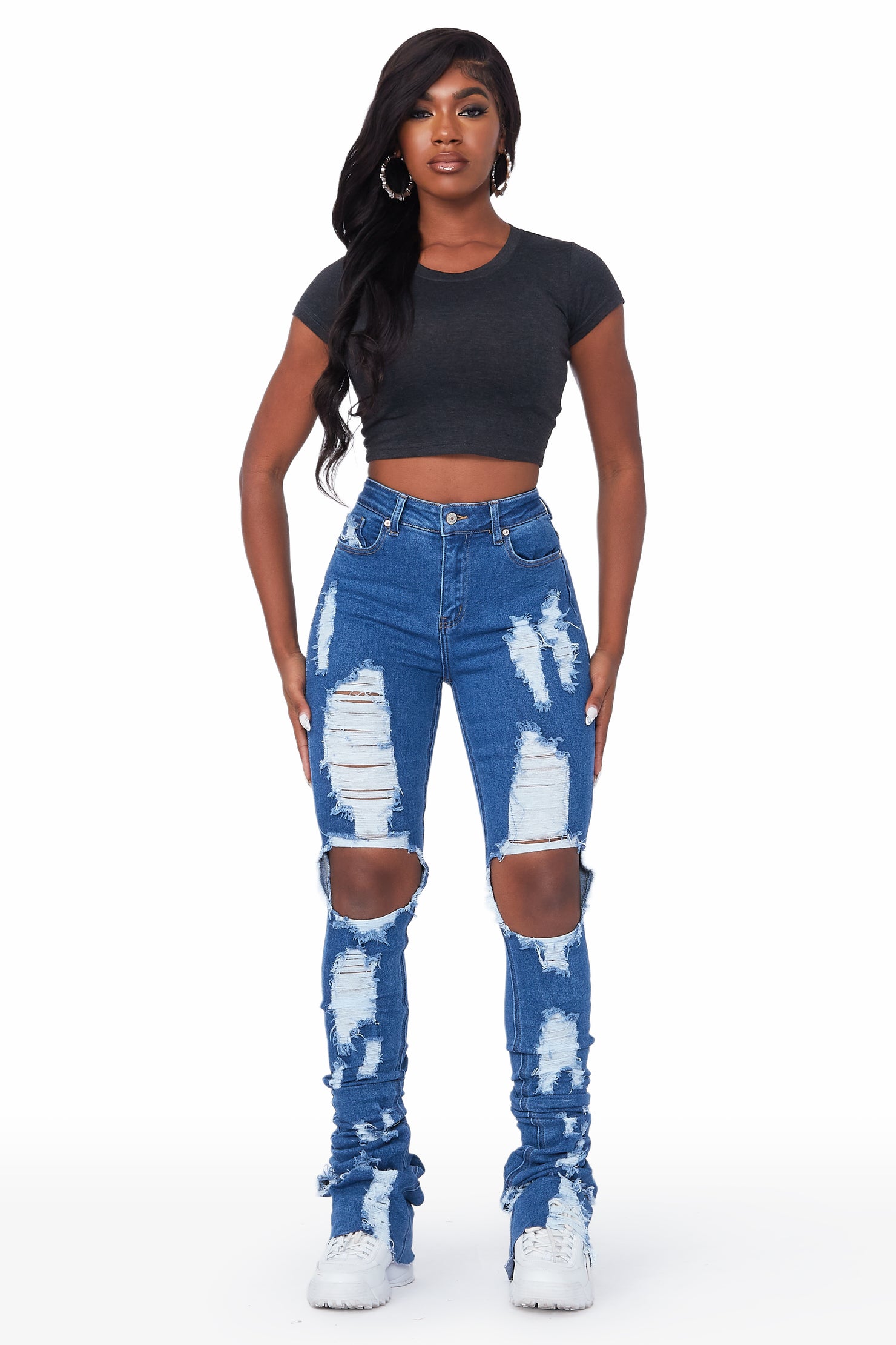 Marely Medium Wash Super Stacked Jean