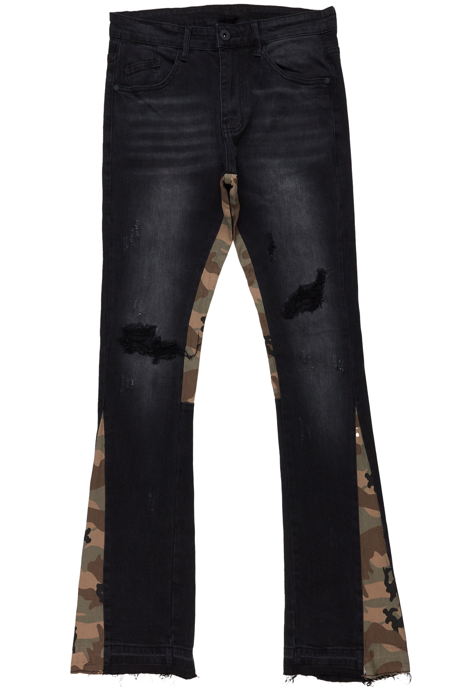 Marlon Black Stacked Flare Jean
