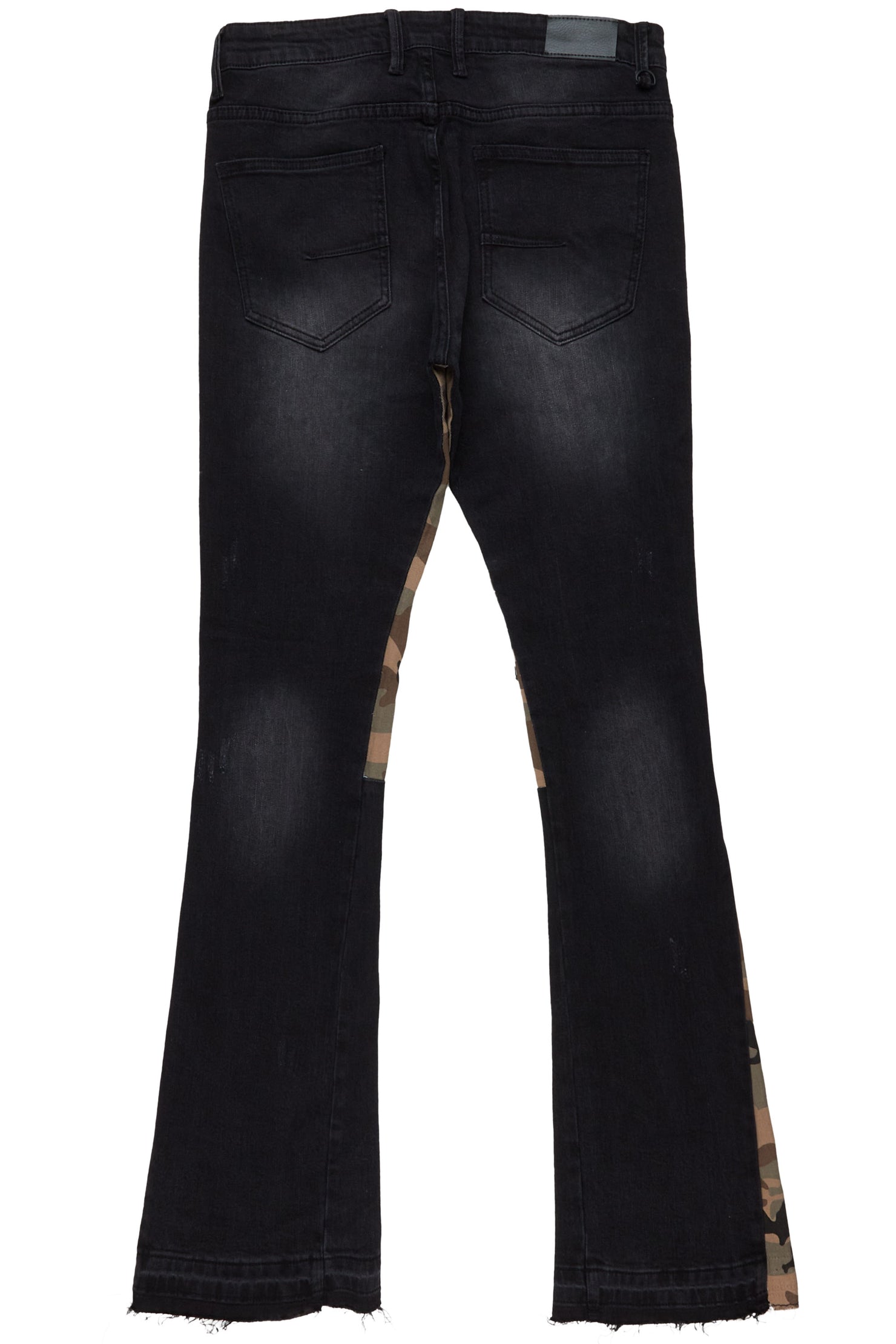 Marlon Black Stacked Flare Jean