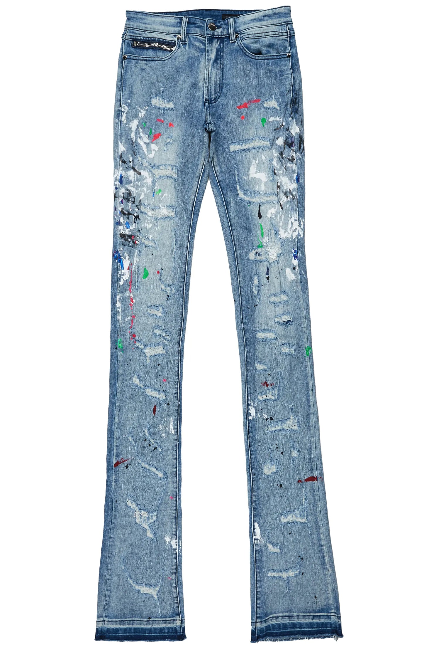 Misael Blue Painter Super Stacked Flare Jean
