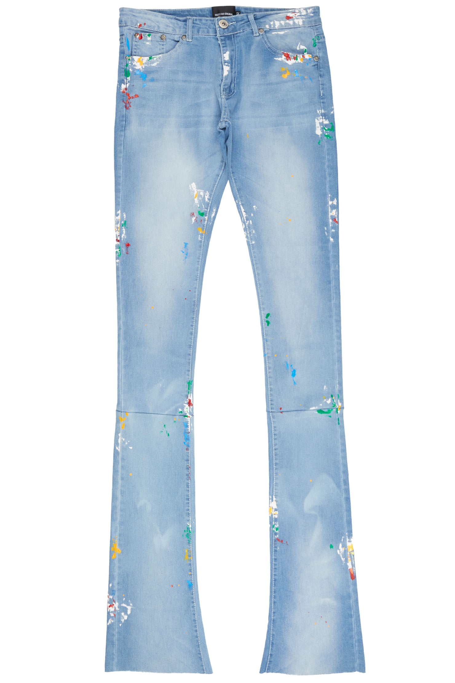 Mitchel Blue Painter Super Stacked Flare Jean
