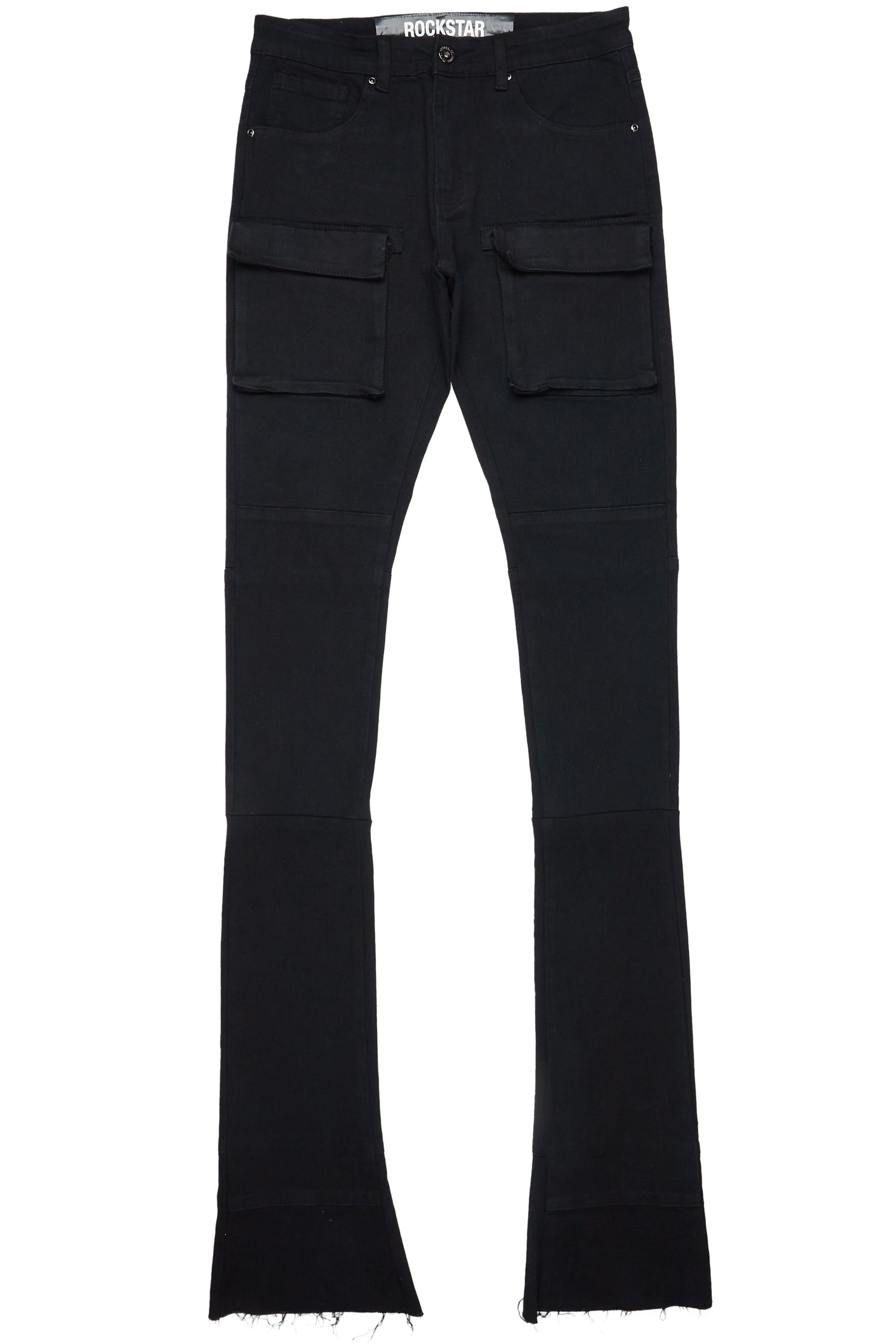 Nello Black Super Stacked Flare Jean