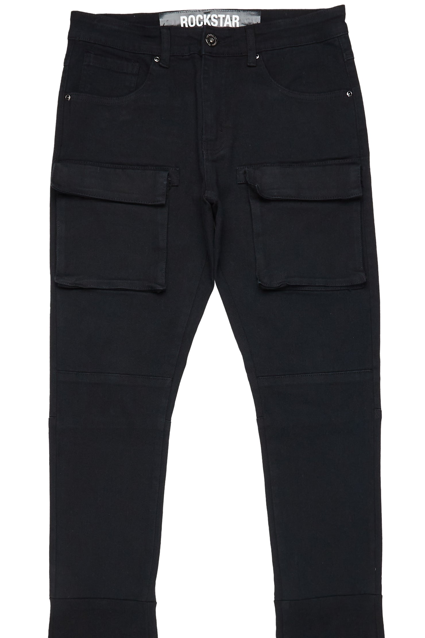 Nello Black Super Stacked Flare Jean