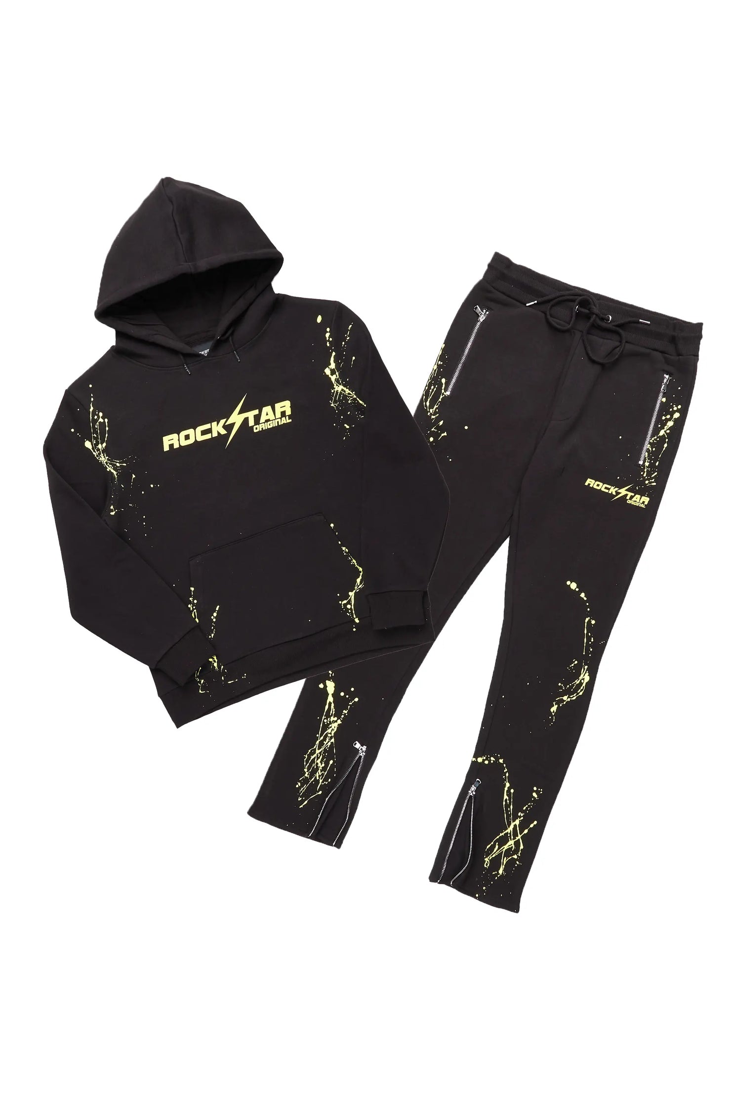 Rune Black/Yellow Slim Fit Track Set