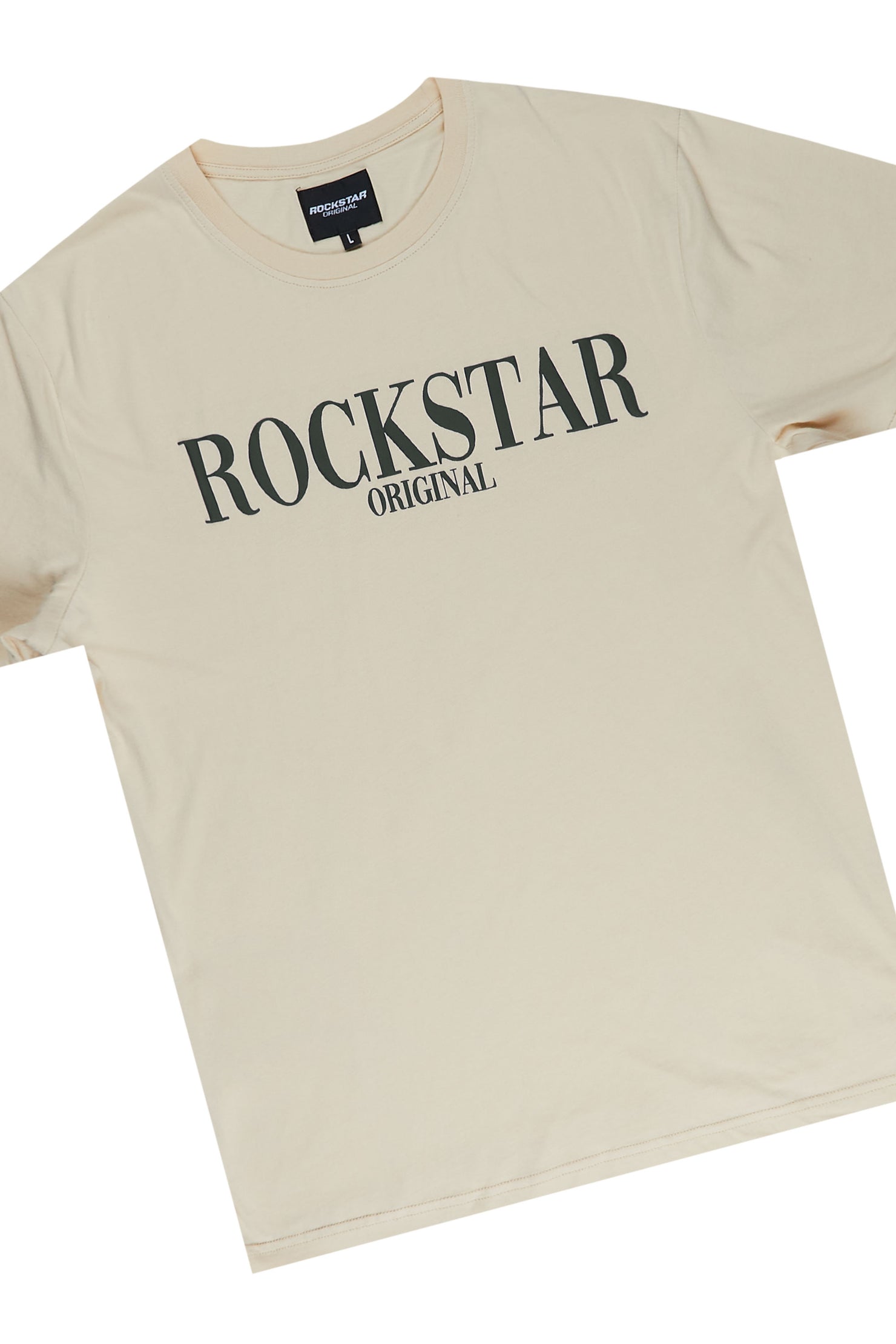 Octavio Beige/Green Basic T-Shirt Short Set