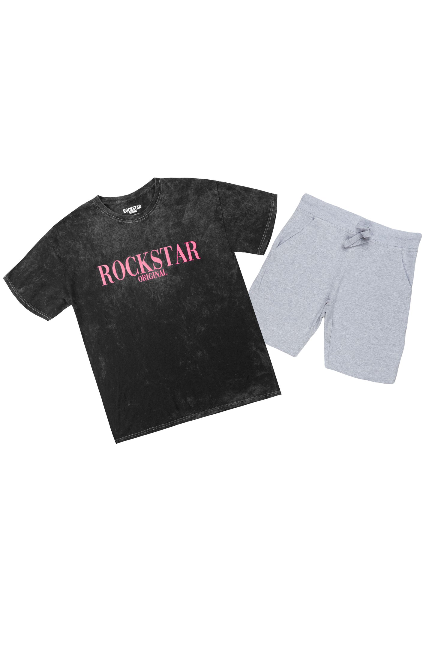 Octavio Grey/Pink Basic T-Shirt Short Set
