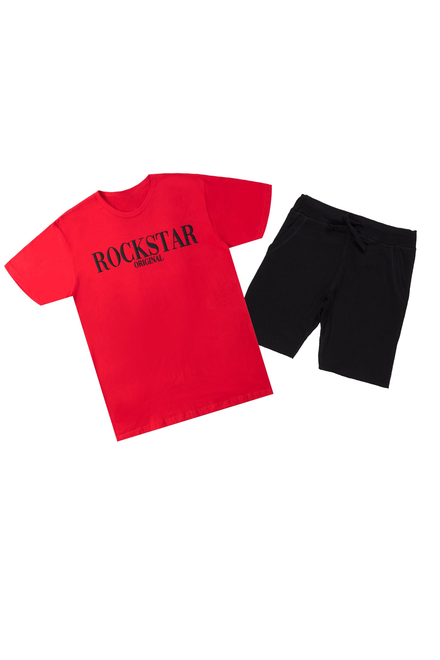 Octavio Red/Black Basic T-Shirt Short Set