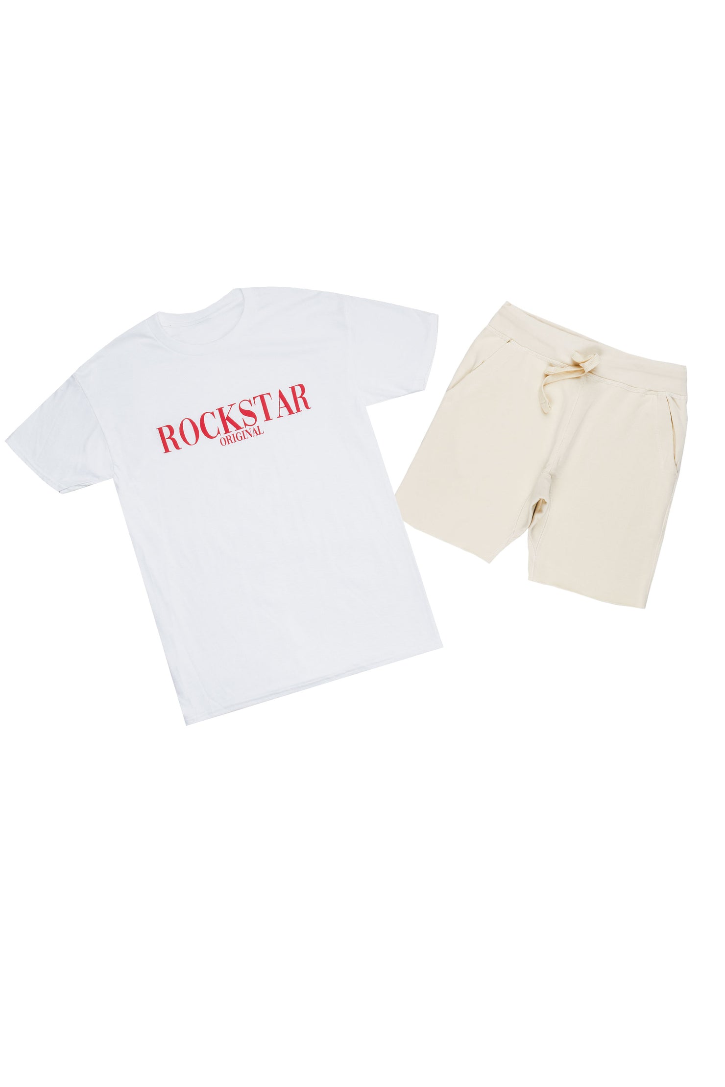 Octavio White/Red Basic T-Shirt Short Set