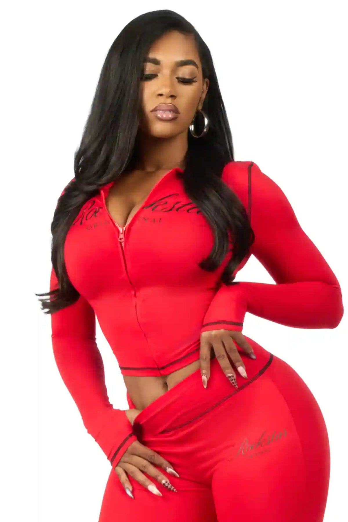 Arzena Red/Black Zip Up Hoodie