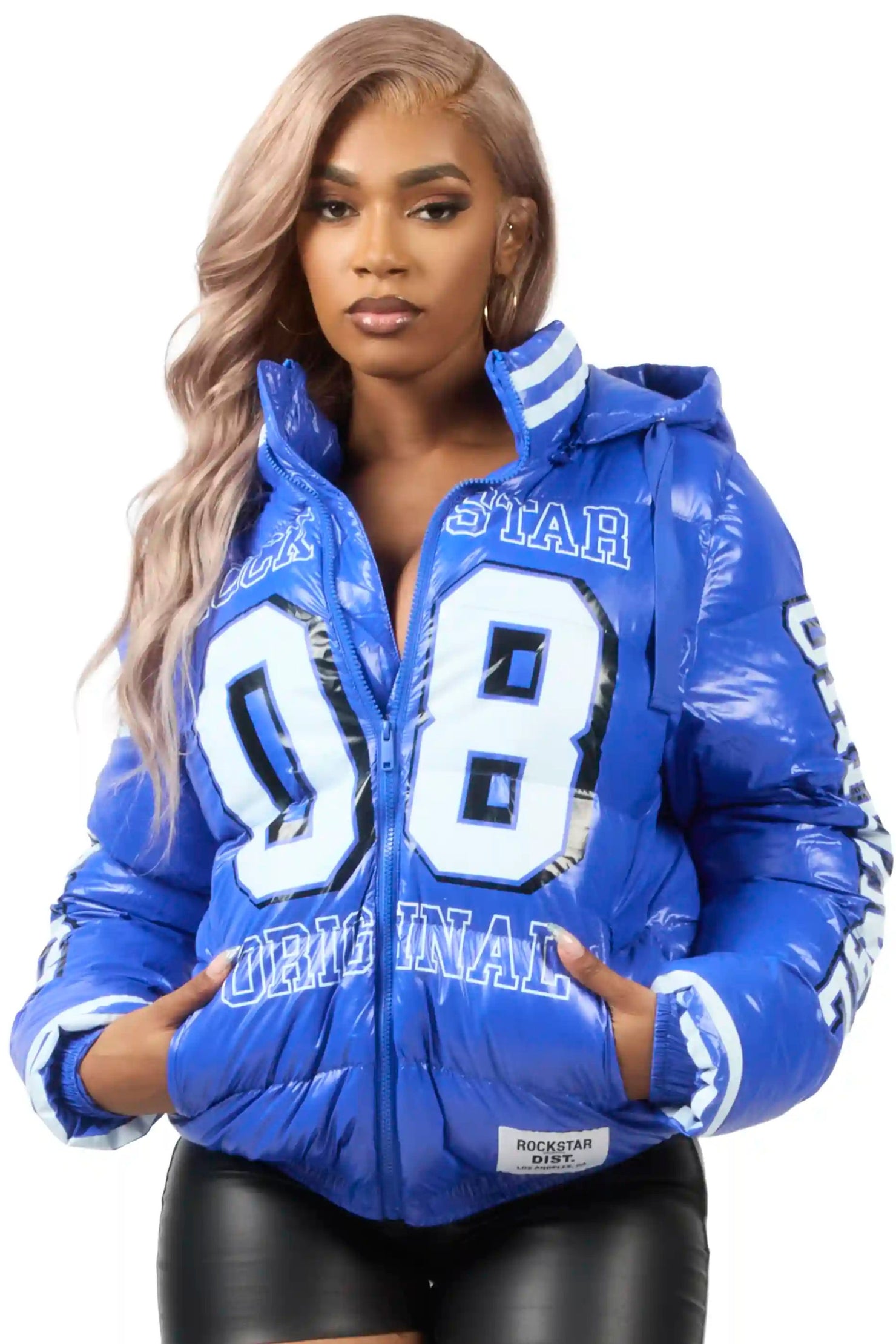 Kymberly Royal Blue Varsity Puffer Jacket