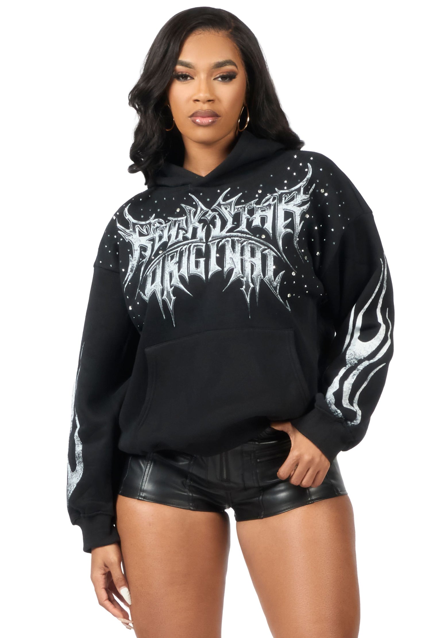 Nikisha Black Rhinestone Hoodie