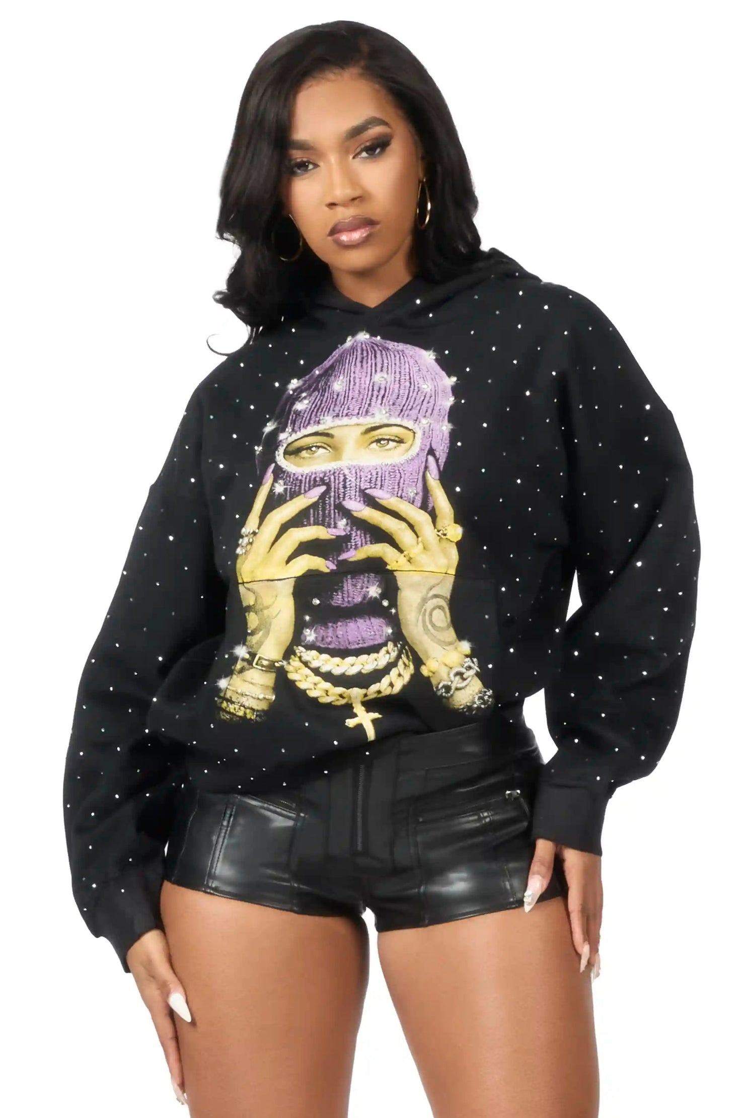 Jayla Black Rhinestone Hoodie