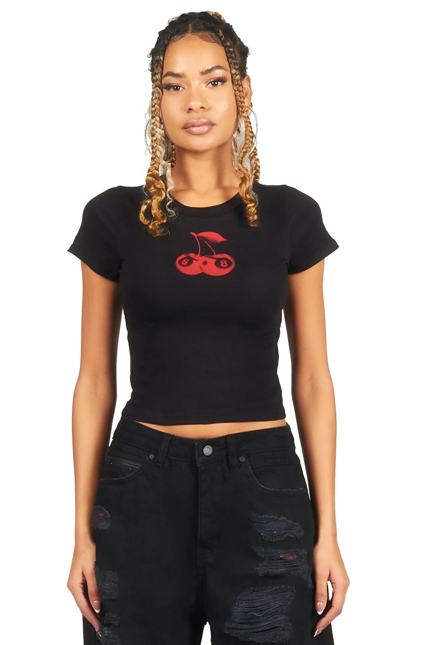 Cherrie Black Crop T-Shirt