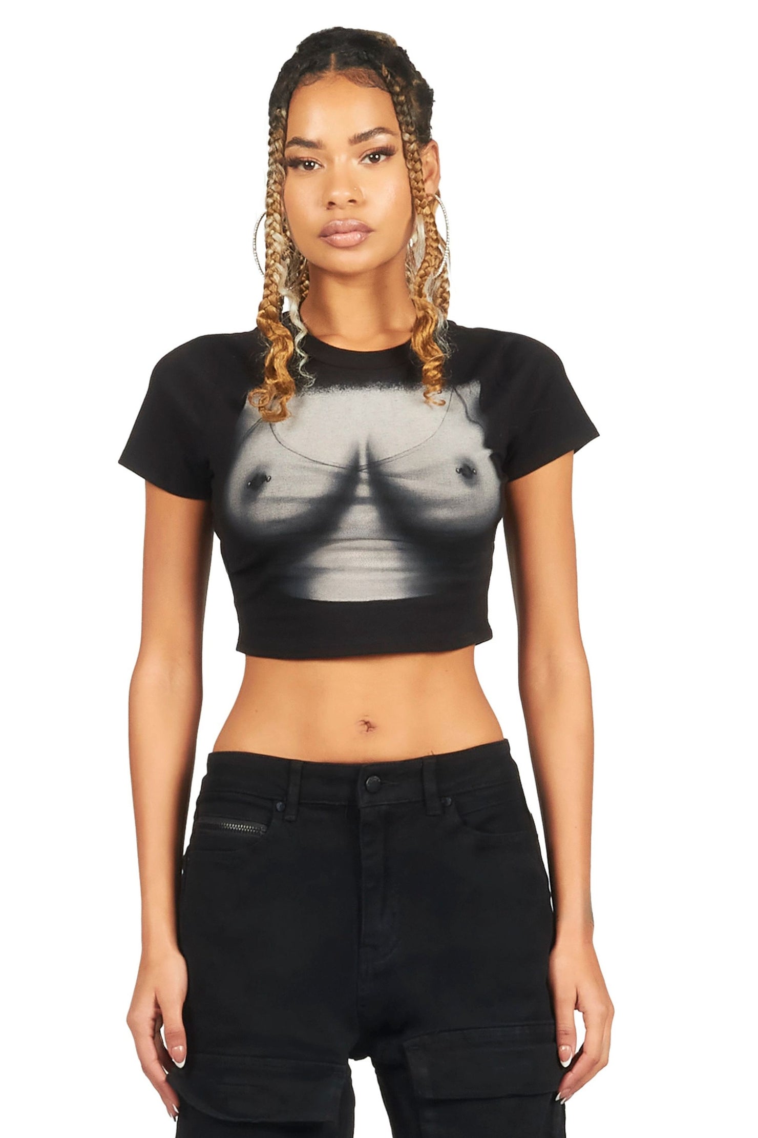 Shawntia Black Crop T-Shirt