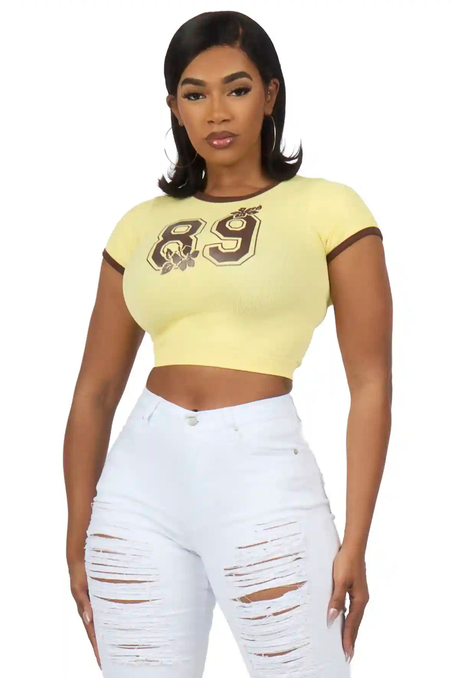 Alveena Yellow Crop Baby Tee Shirt
