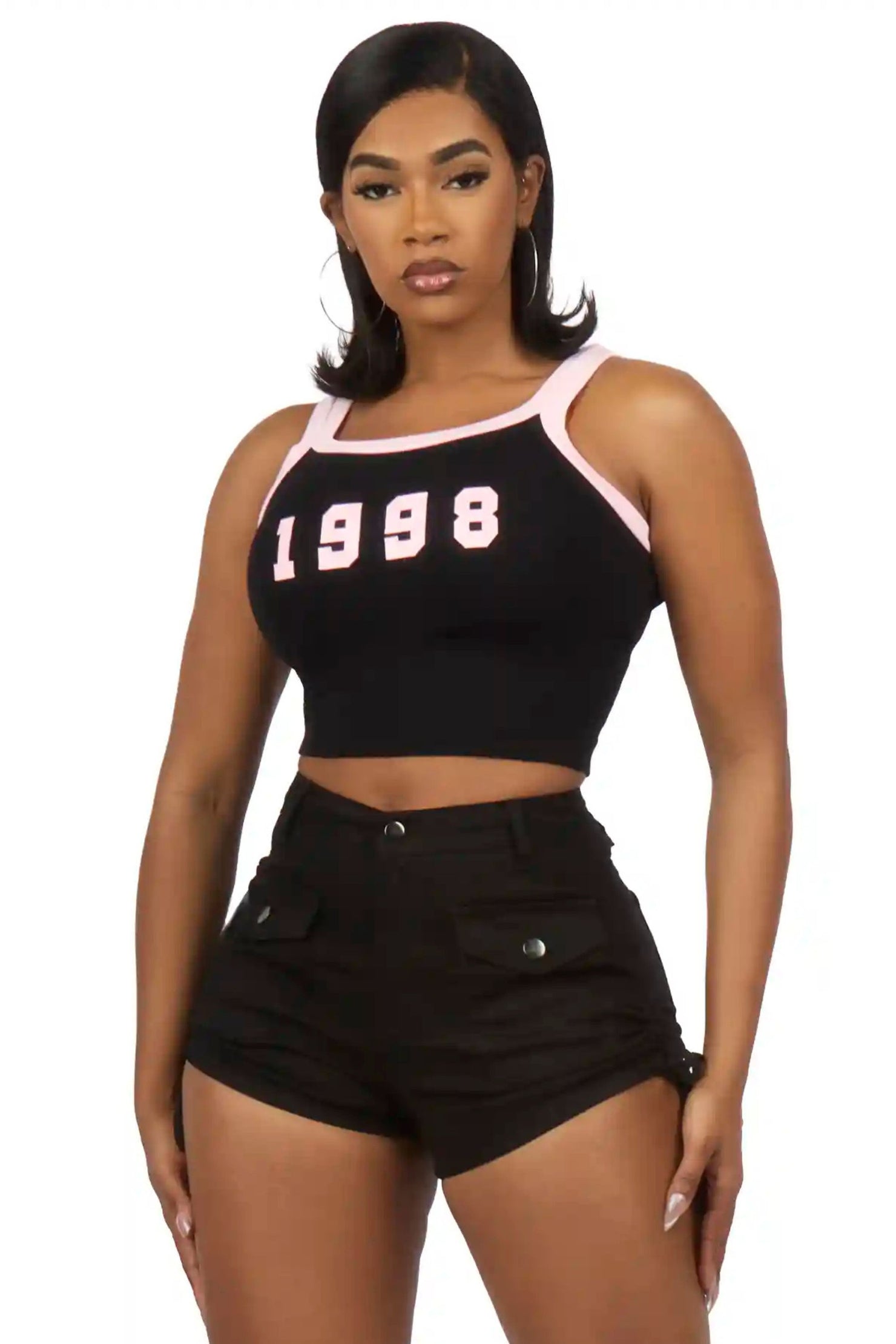 Shaneeka Black/Pink Tank Top