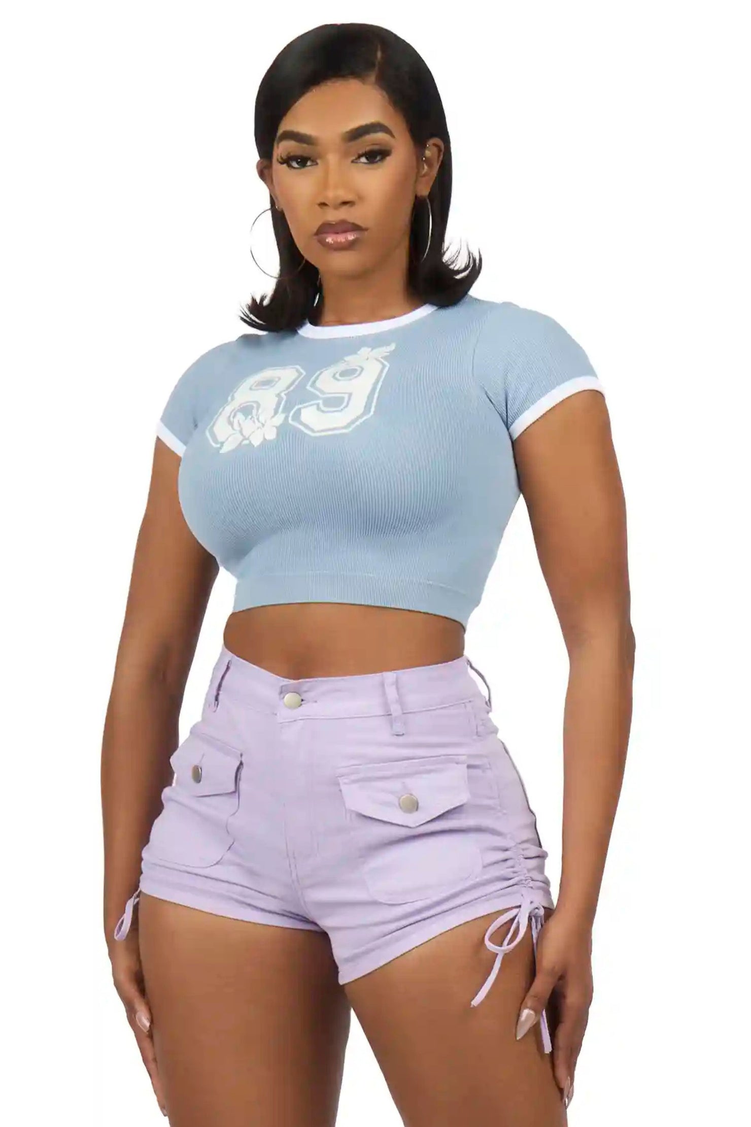 Alveena Blue Crop Baby Tee Shirt