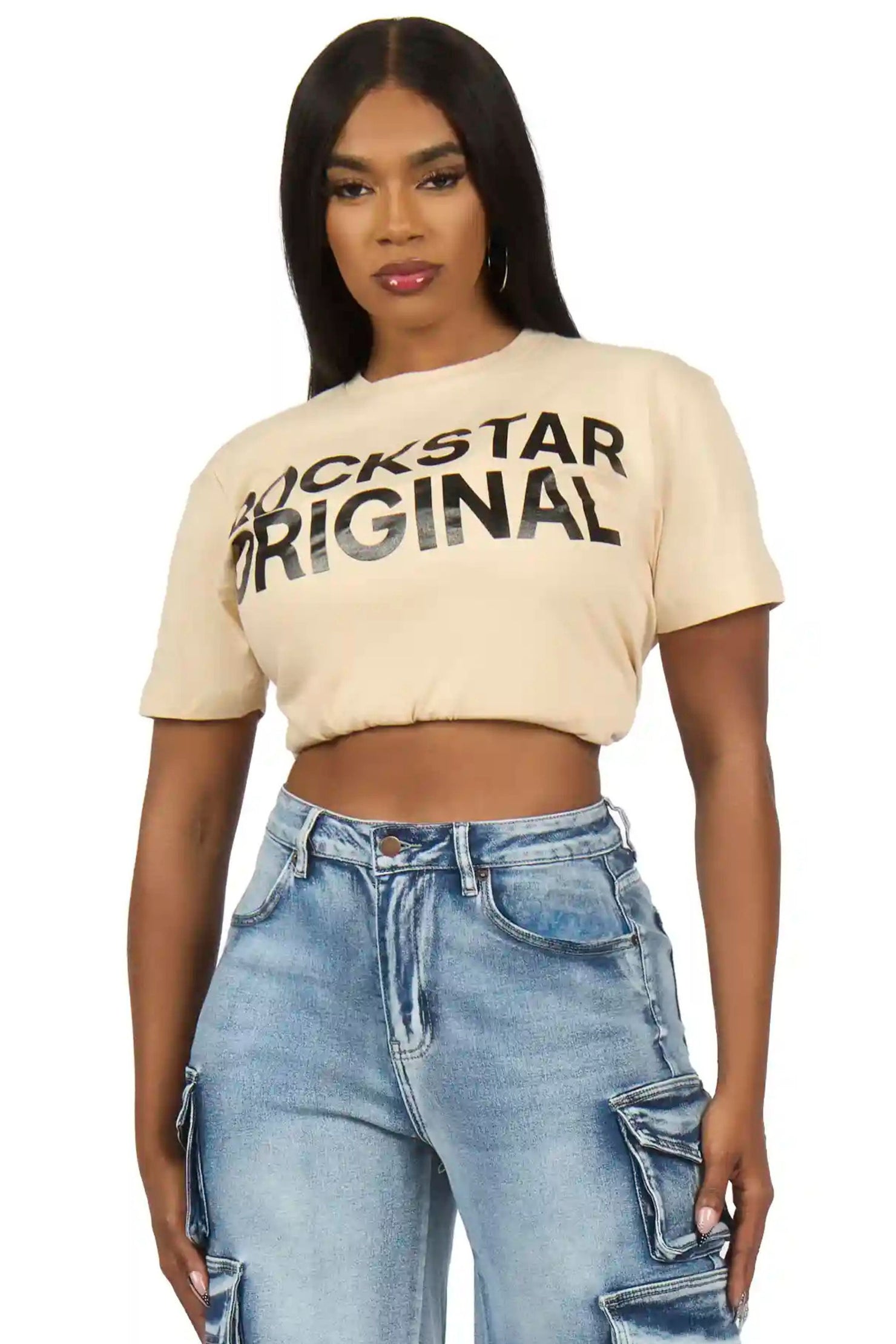Reigna Beige Oversized Tee