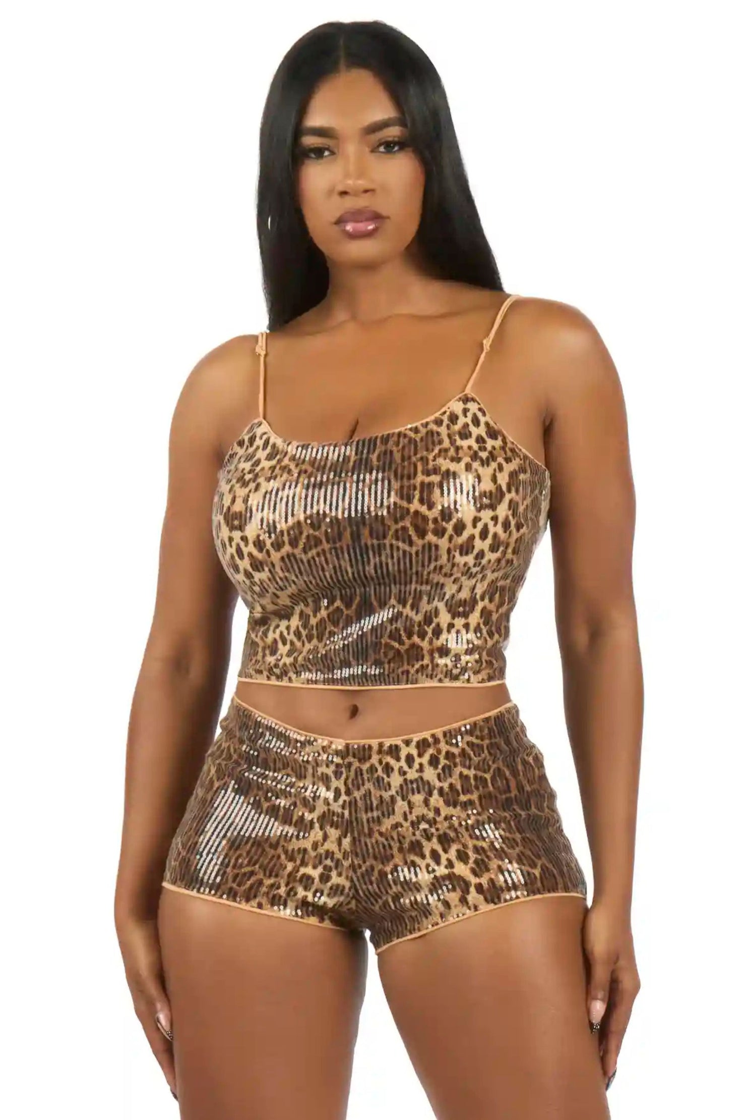 Mishayla Cheetah Sequin Tank Top