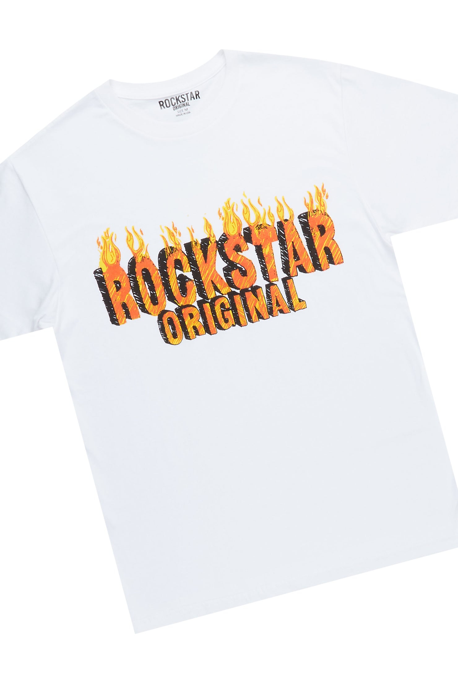 Peele White/Beige Graphic T-Shirt/ Short Set