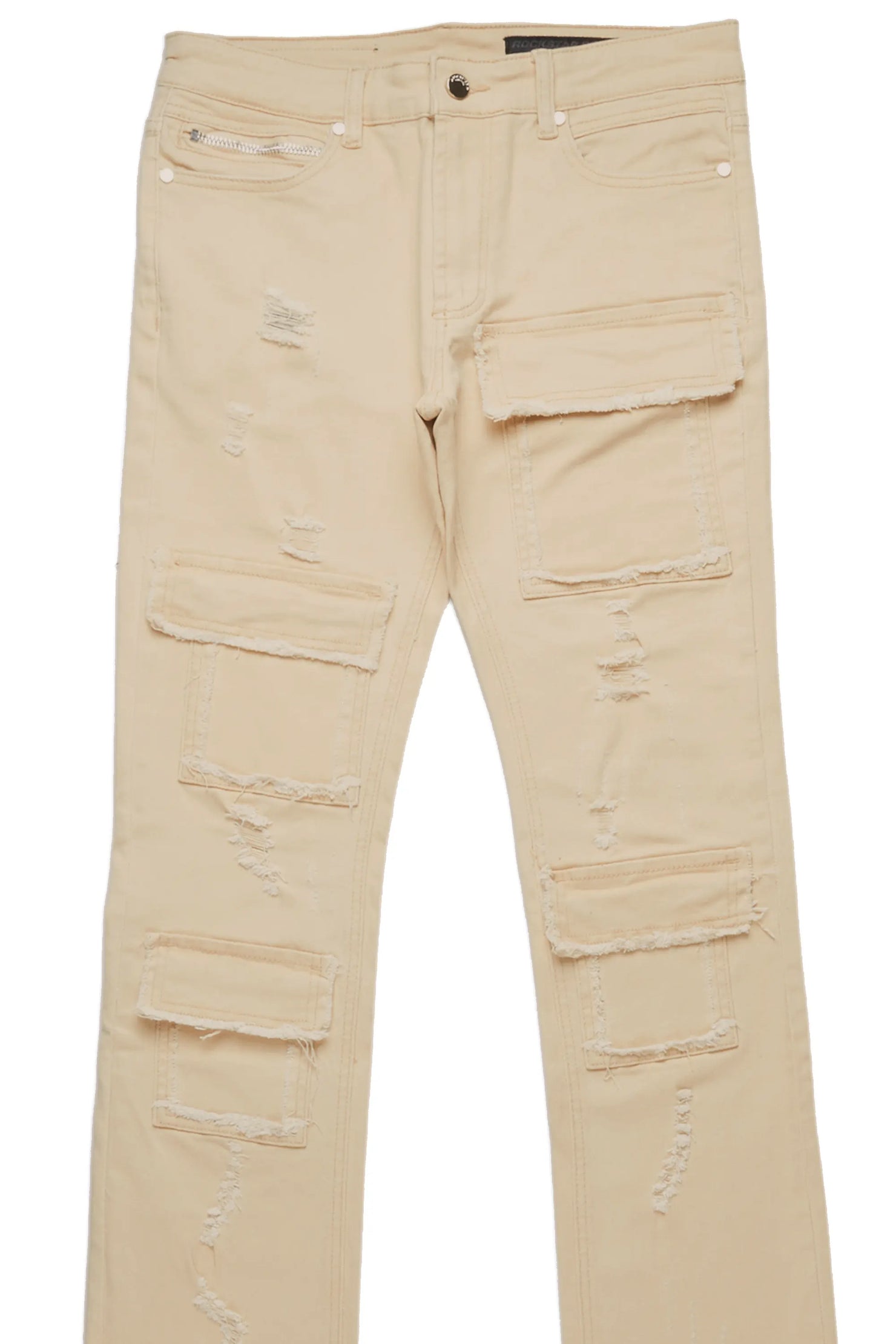 Petrus Beige Super Stacked Flare Jean