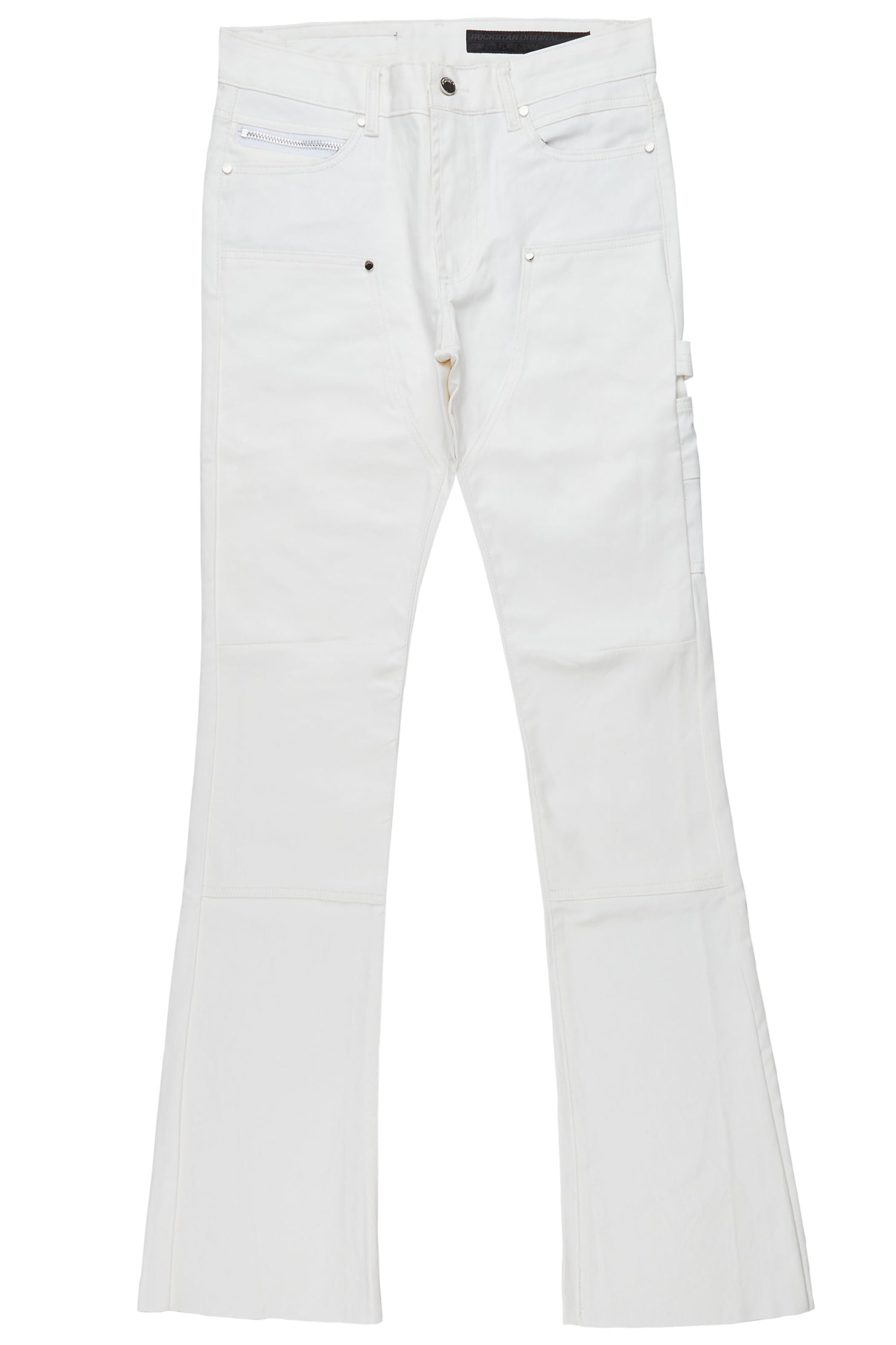 Quartz White Coated Stacked Flare Jean