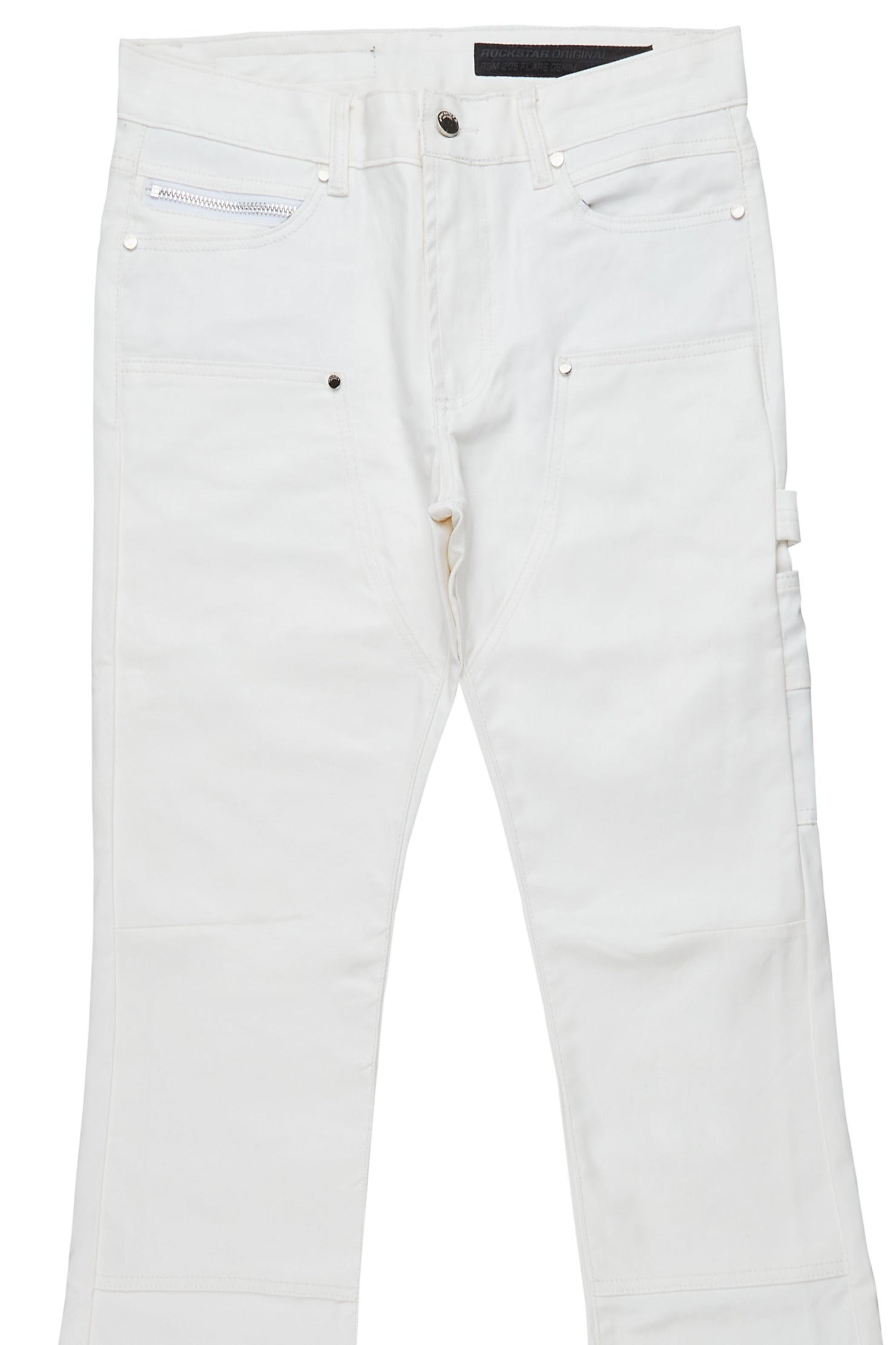 Quartz White Coated Stacked Flare Jean
