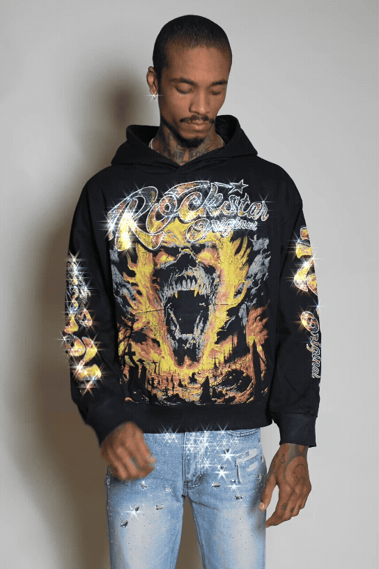 Brun Black Rhinestone Oversized Hoodie