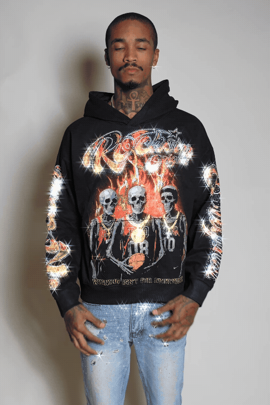 Vincitor Black Rhinestone Oversized Hoodie