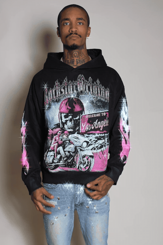 Reece Black Rhinestone Oversized Hoodie