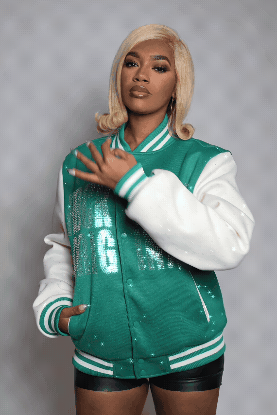 Nakiah Green Rhinestone Varsity Jacket
