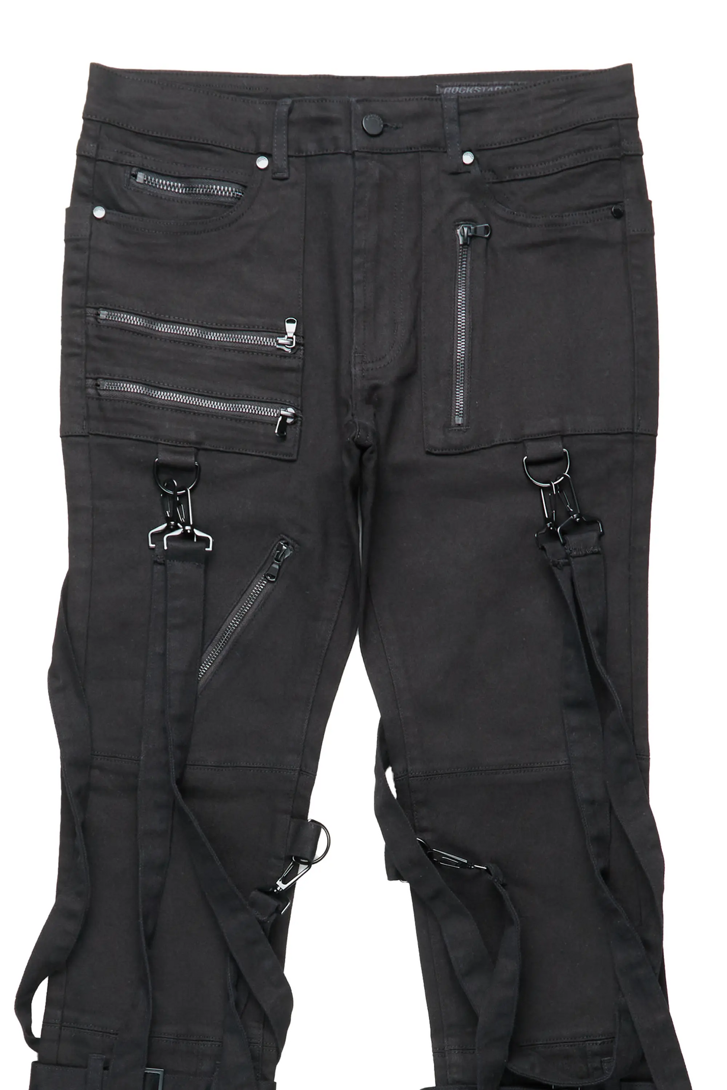 Rowen Black Stacked Flare Jean