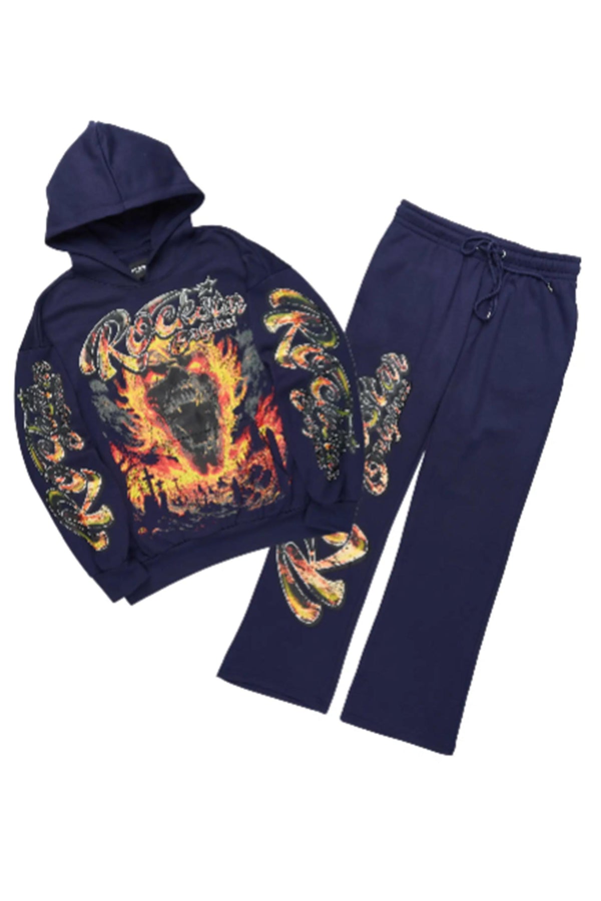 Taliyah Navy Graphic Baggy Fit Track Set