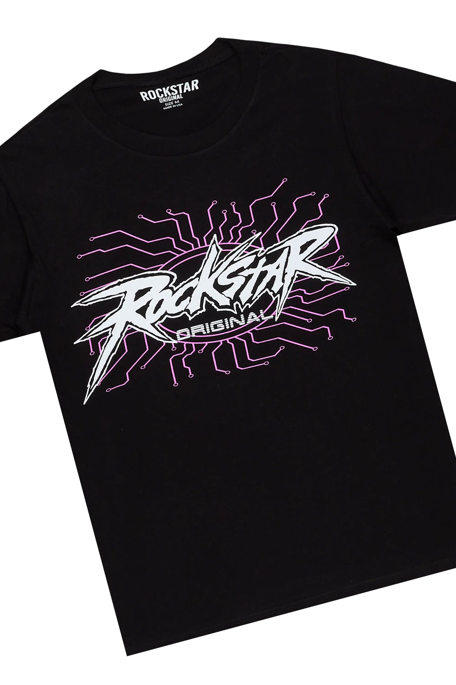 Race Black T-Shirt Stacked Flare Track Set