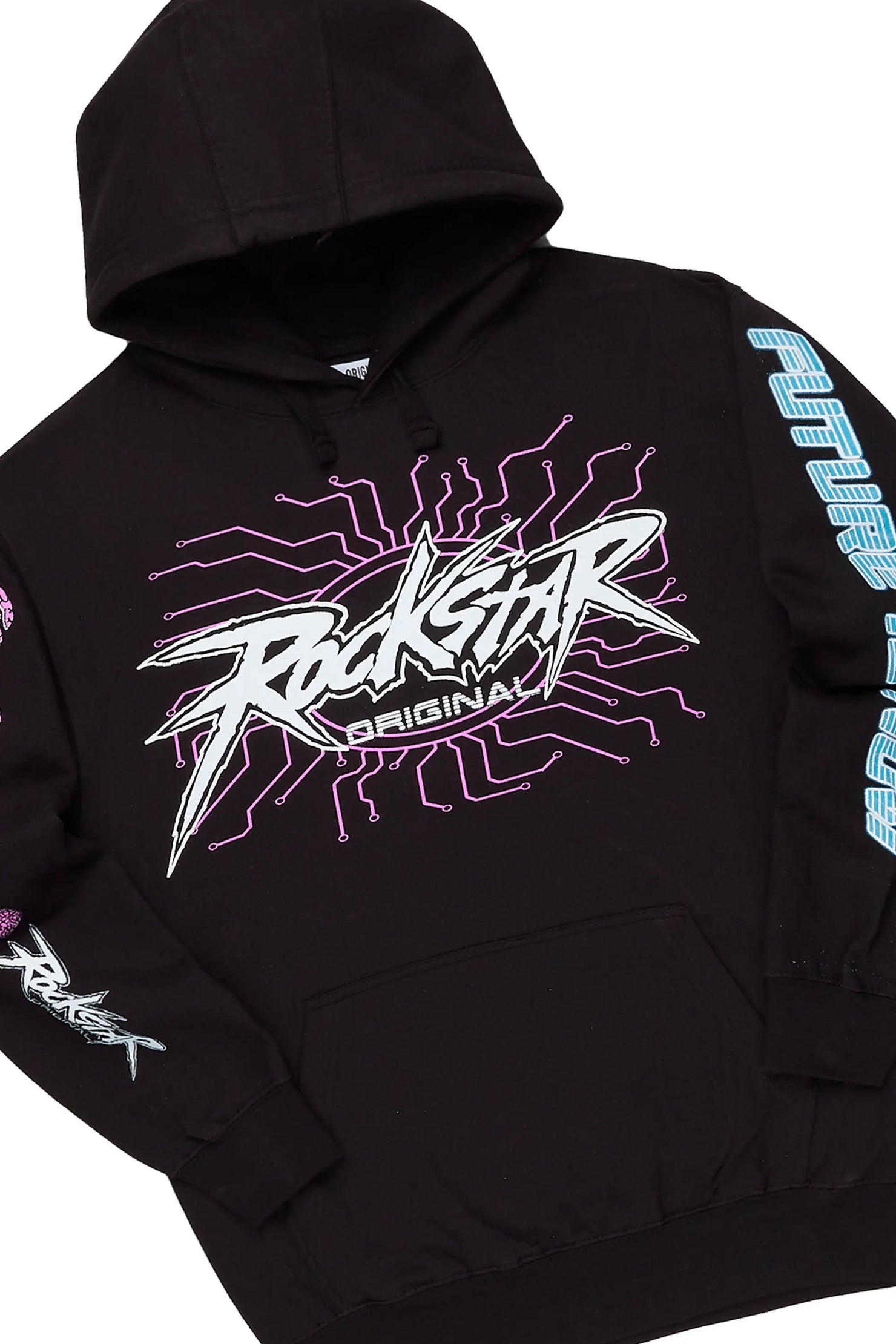Race Black Hoodie Stacked Flare Track Set