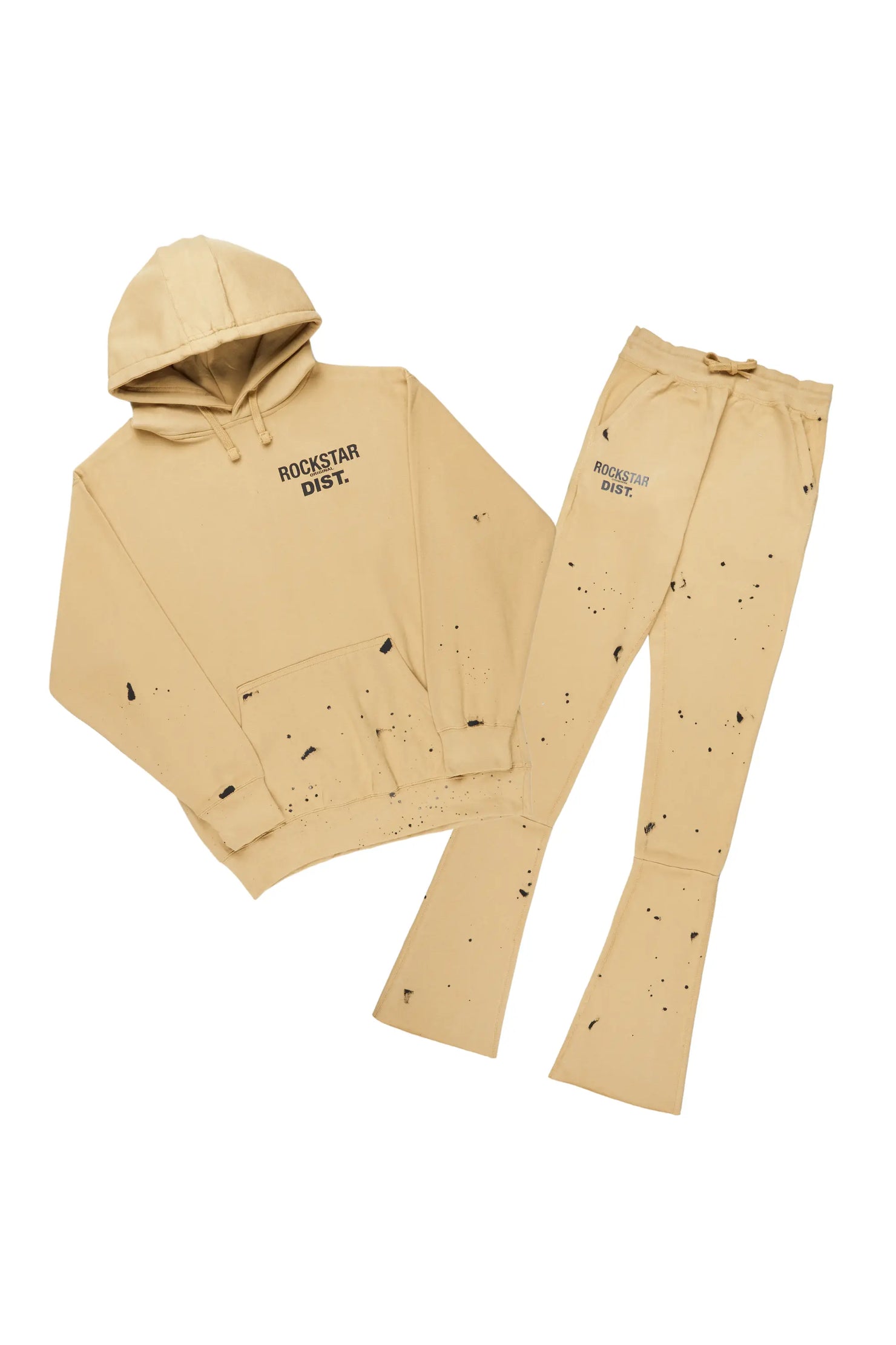 Raffer Beige Hoodie/Super Stacked Flare Track Set