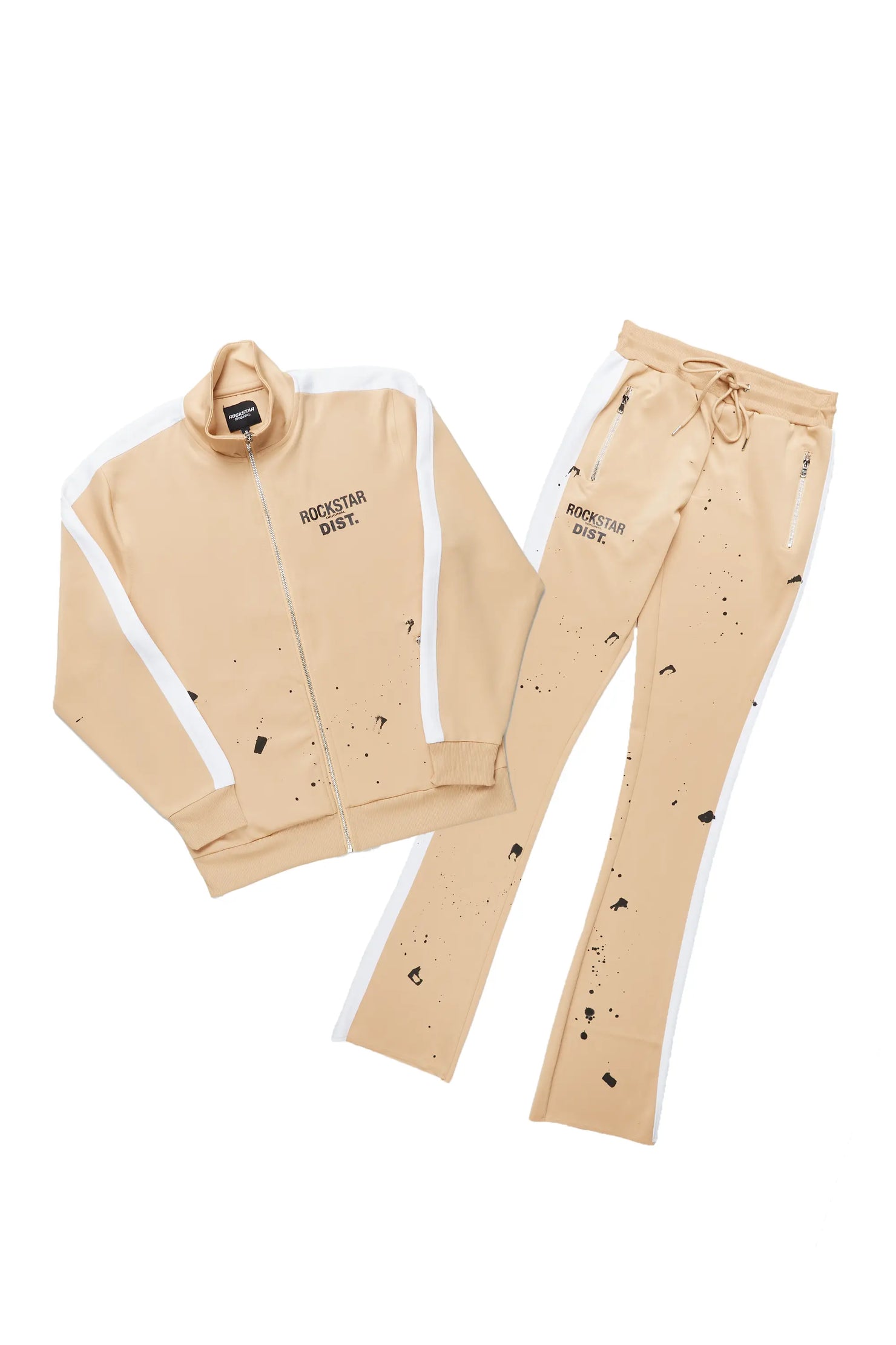 Raffer Beige Tricot Slim Fit Track Set