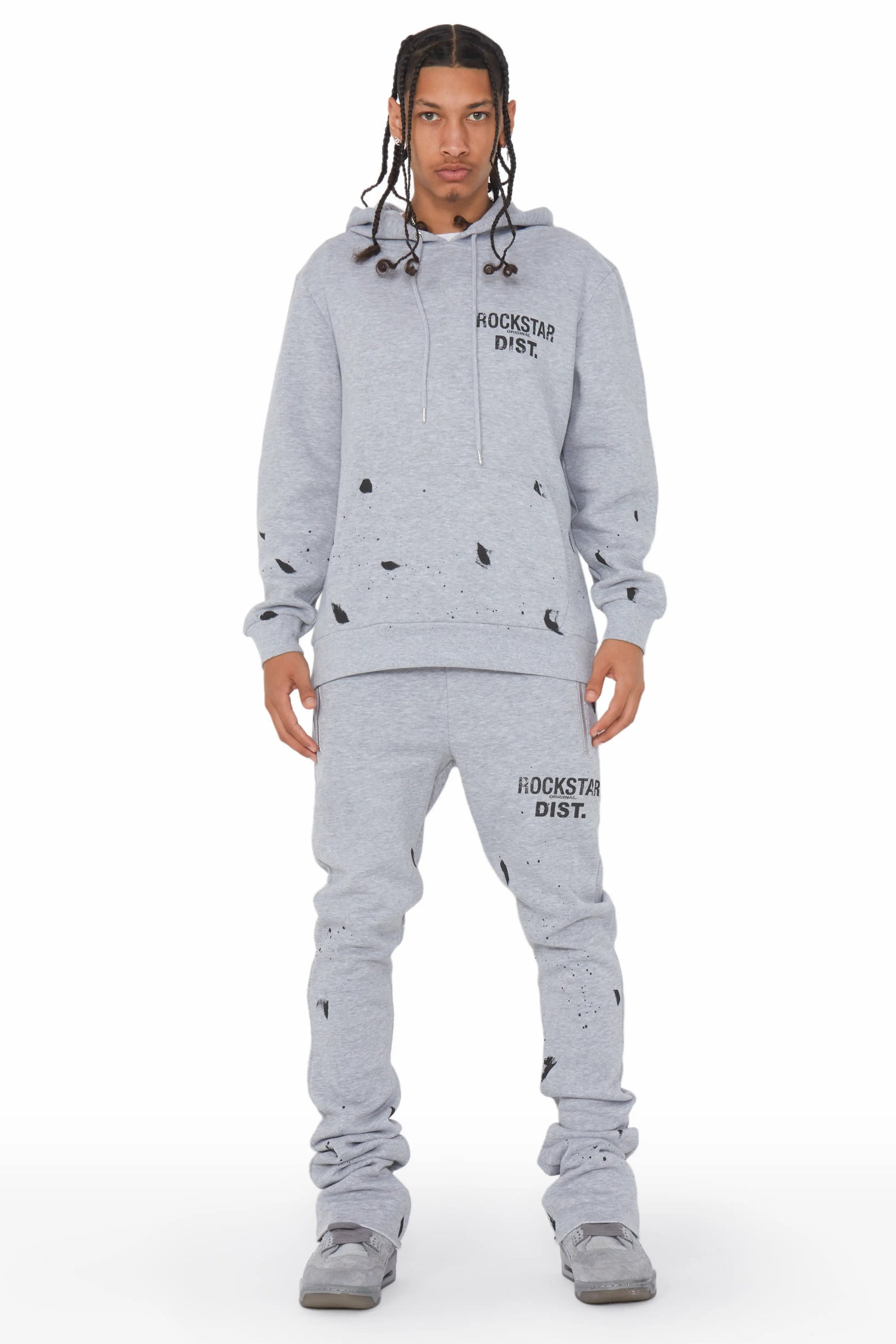 Raffer Grey Hoodie/Super Stacked Flare Track Set