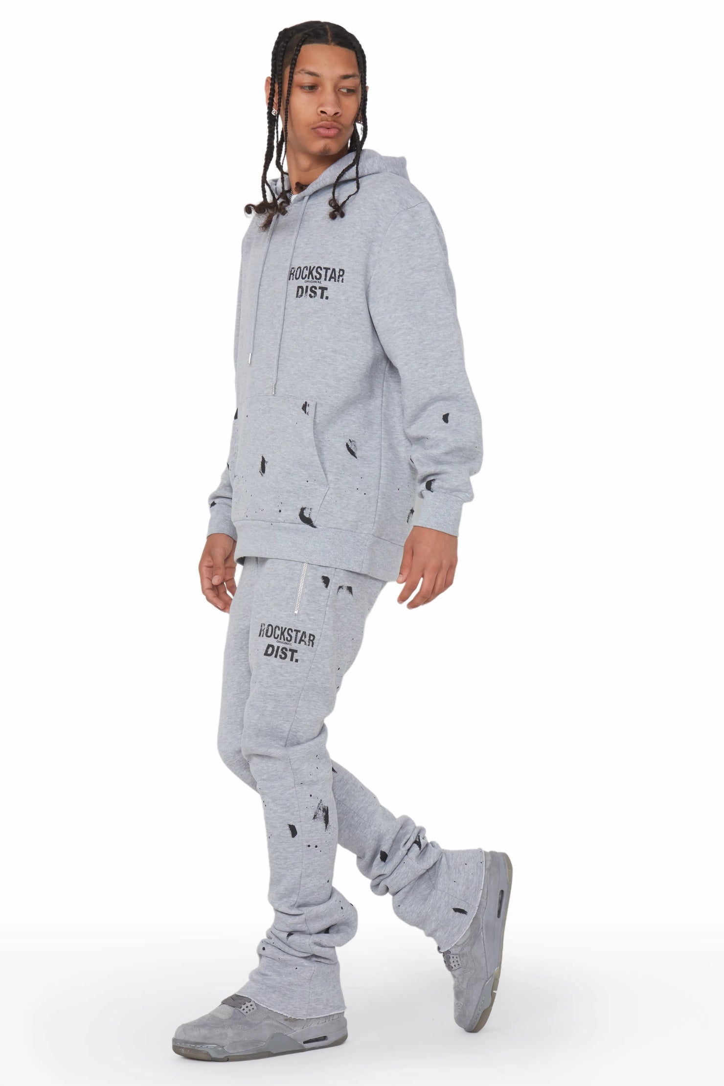 Raffer Grey Hoodie/Super Stacked Flare Track Set