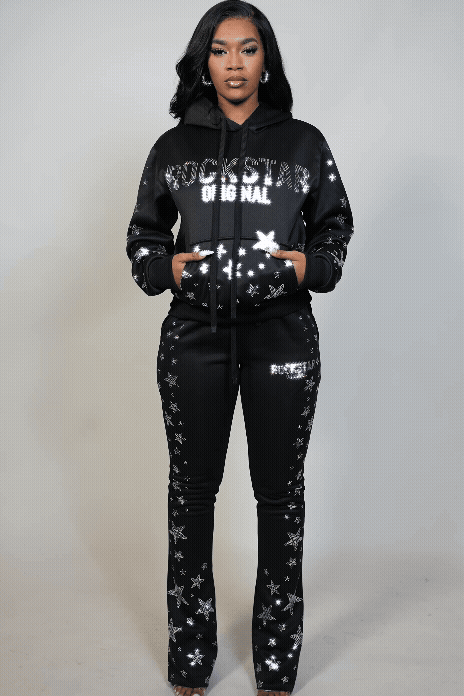 Maiya 2.0 Black Rhinestone Stacked Track Set