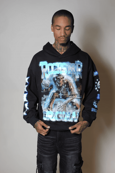 Marxe Black Rhinestone Oversized Hoodie