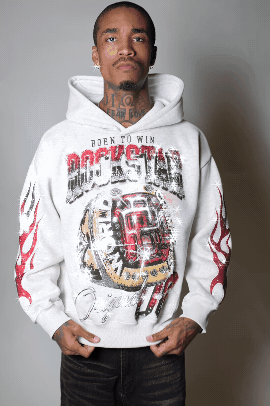 Glans Heather Grey Rhinestone Oversized Hoodie