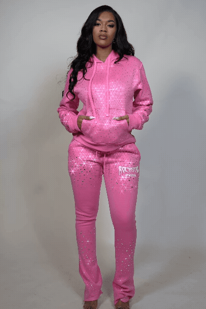 Porsha Pink Rhinestone Stacked Track Set
