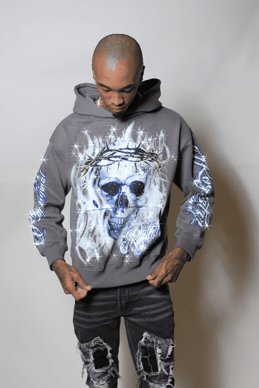 Blaise Charcoal Rhinestone Oversized Hoodie