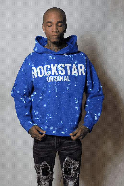 Crystiq Royal/White Rhinestone Oversized Hoodie