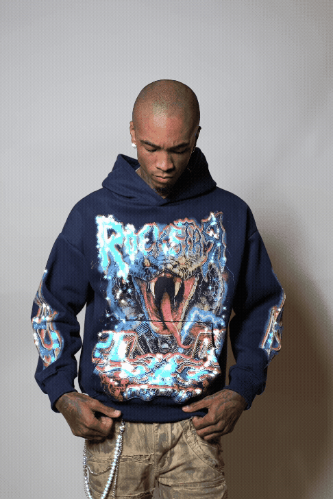 Rhylo Navy Rhinestone Oversized Hoodie