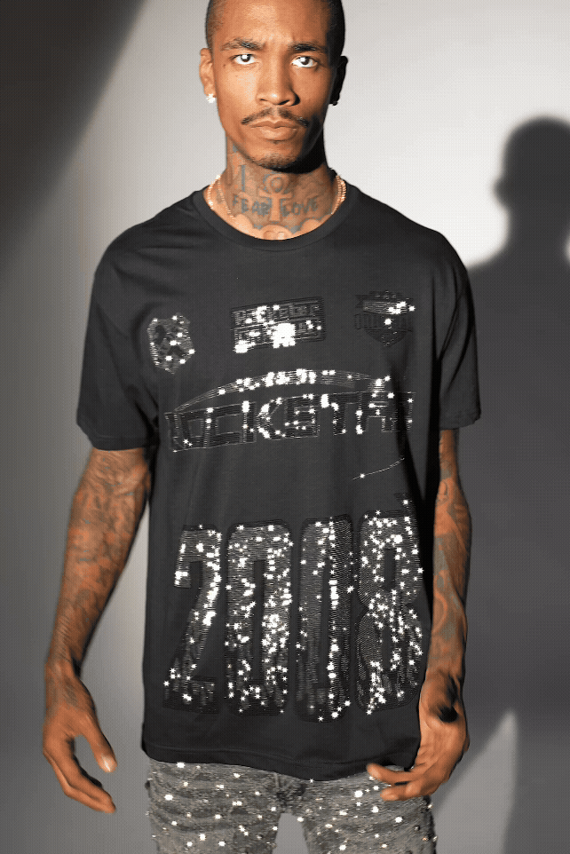 Brazen Black Graphic Rhinestone T-Shirt