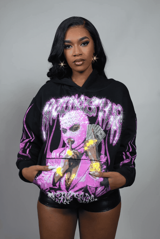 Kookie Black Rhinestone Hoodie